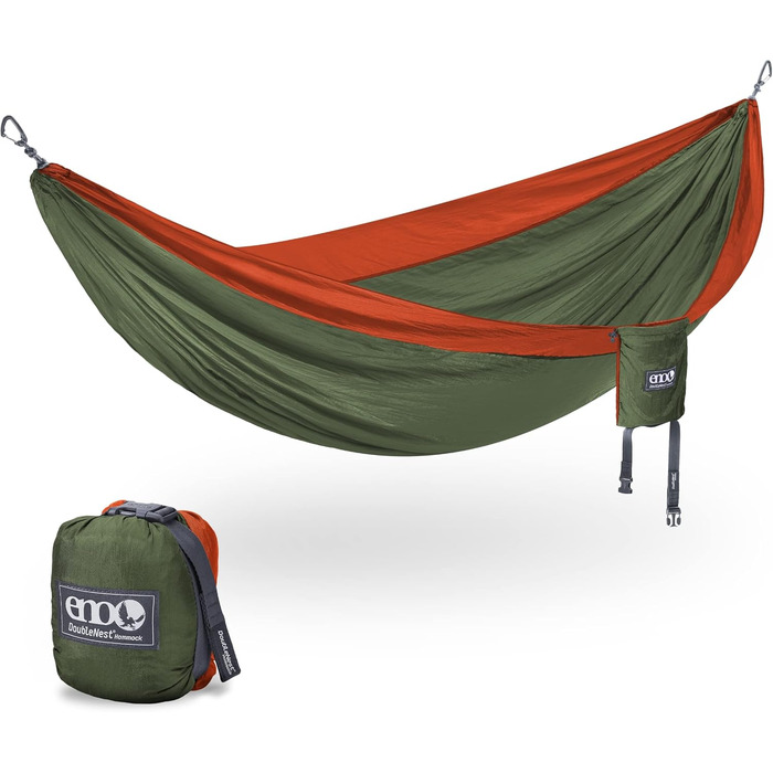 Гамак для кемпінгу ENO DoubleNest, Olive/Orange (для 1-2 осіб)