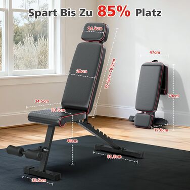 Тренувальна лава XDDIAS з 10-рівневим регулюванням, подовжена підголовник, складна до 360 кг, для дому.
