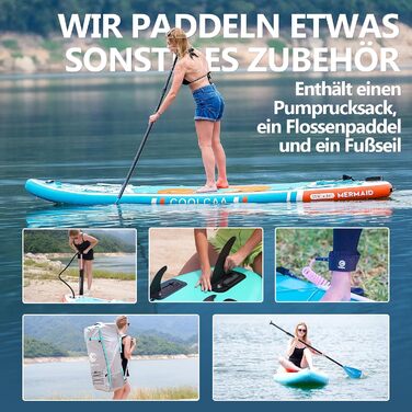 Надувна SUP-дошка COOLCAA 354x86x15 см з аксесуарами, вантажопідйомність до 210 кг, для дорослих і підлітків, преміум-якість