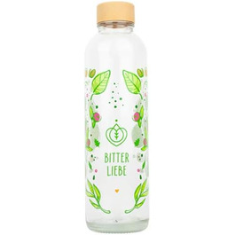 Скляна пляшка для напоїв Bitterliebe 700 мл, 100% BPA-free, з біо-кришкою, герметична, для води, для спорту, підходить для посудомийної машини