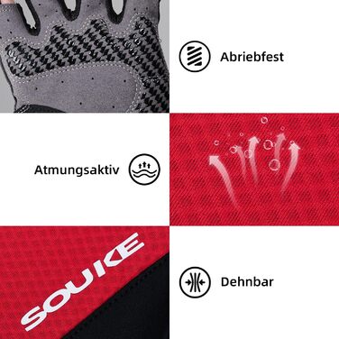 Велосипедні рукавички Souke Fingerose: антиковзаючі, дихаючі, для їзди на гірському велосипеді, червоні, розмір S