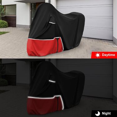 Водонепроникний захисний чохол для мотоцикла Piaggio MP3 400/500 з кофром, 420D Oxford, чорний/червоний