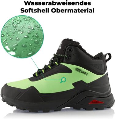 Черевики для піших прогулянок для жінок та чоловіків, теплі, з підкладкою, трекінгові черевики 44 EU, чорно-зелені