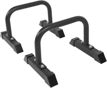 Паралетси для фітнесу GORILLA SPORTS, сталеві, 2 шт, 46x39x30 см, до 200 кг, нековзні, для віджимань, стійки на руках, калістеніки, чорні