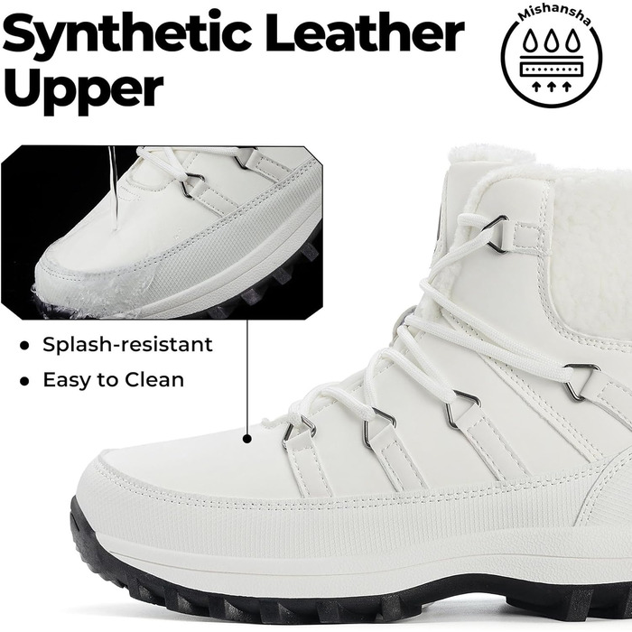 Зимові черевики Mishansha для жінок, утеплені, водонепроникні, туристичні, розмір 36-42 (білі)