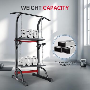 PASYOU Power Tower Freistehend: Турнік, бруси для віджимань, станція для силових тренувань (PU30/PU40), червоний