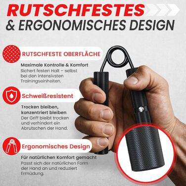 Набір для тренування сили рук FUNFLEX 4 шт. (22,5-90 кг) з металу. Тренажер для пальців, зап'ястя, рук. 8 насадок з піни, неслизьке покриття, для розвитку м'язів, силові тренування, фітнес, чорний.