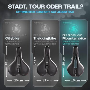 Велосипедне сідло BYVITA ErgoFoam+ - максимальний комфорт, ергономічне сідло для жінок та чоловіків (Mountainbike)