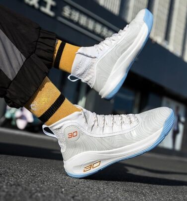 Чоловічі баскетбольні кросівки, високі, дихаючі, з антиковзаючою підошвою, для тренувань у залі та на вулиці, білі, 40 EU