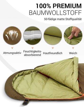 Сплячий мішок KingCamp для дорослих, 3 в 1, XXL, бавовна, фланель, теплий, знімний ковдру, Coldmaster (1200г)