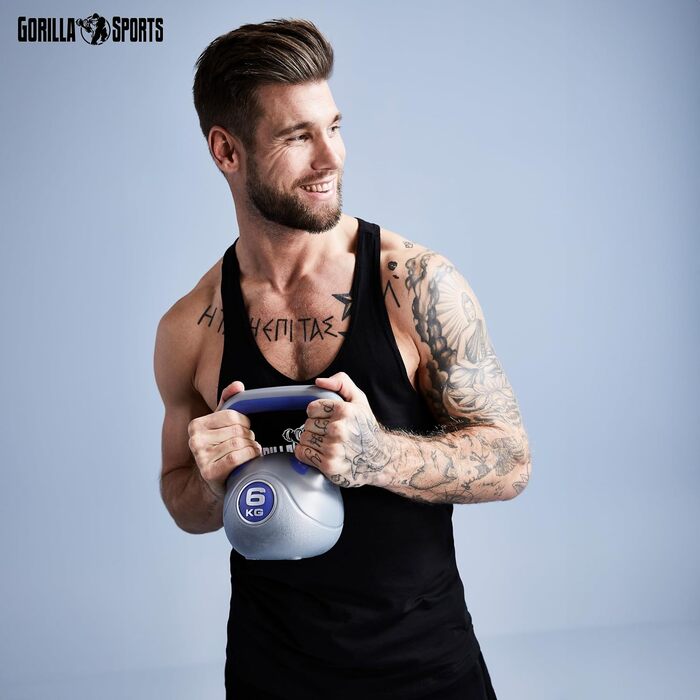 Кетлбелл GORILLA SPORTS 8 кг, пластиковий, гиря для фітнесу та тренувань, окремо або в наборі