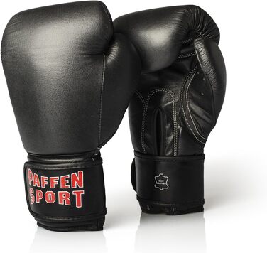 Боксерські рукавички PAFFEN SPORT KIBO Fight з екошкіри для тренувань та спарингу (бокс, кікбоксинг, муай-тай) чорні 14UZ