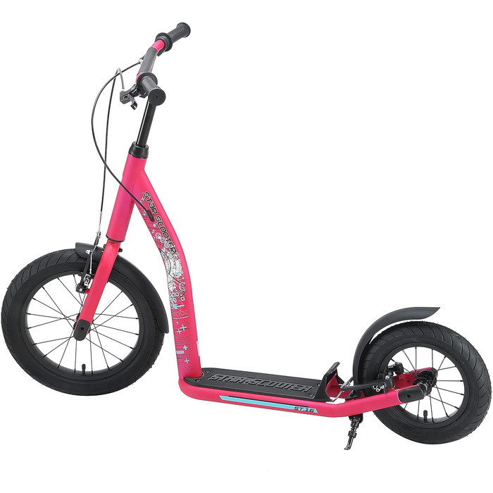 Самокат дитячий STAR SCOOTER City Kick Scooter 16 дюймів, рожевий, з повітряними колесами, регульована висота, для дітей від 8 років
