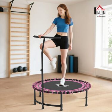Трамплін для фітнесу HOMCOM 45' з регульованою ручкою, складний міні-трамплін для занять спортом вдома, витримує до 150 кг, рожевий