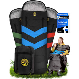 Спальний мішок HIMMELSZELT 4 сезони -5°C до +10°C, 220x85см, водонепроникний, DRYSHIELD, для кемпінгу, туризму, риболовлі, чорно-синій