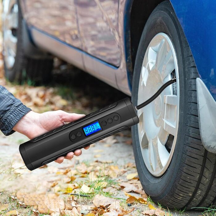 Електричний насос для велосипеда NWOUIIAY 6000 mAh з цифровим дисплеєм, 150 PSI, USB зарядка, для велосипедів, авто, мото, м'ячів. Чорний