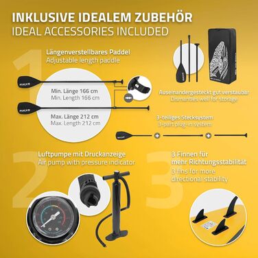 Надувна SUP-дошка ECD Germany 305–380 см, до 150 кг, комплект із веслом і сидінням для каяка