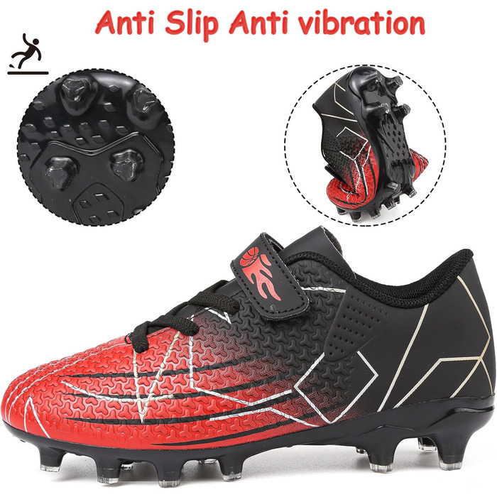 Дитячі футбольні бутси з шипами, професійні, для хлопчиків та дівчаток, чорно-червоні (36 EU)