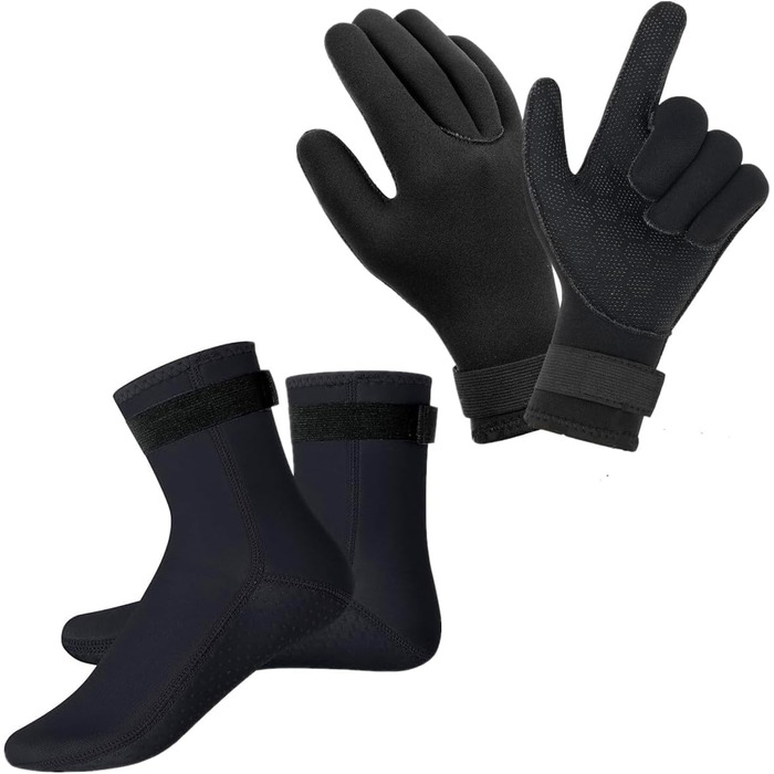 Набір рукавиць та шкарпеток для дайвінгу Wsobue 3мм неопрен, теплий, гнучкий, антиковзкий, для чоловіків та жінок (L)
