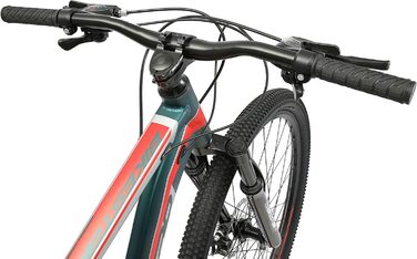 Гірський велосипед BIKESTAR Hardtail алюмінієвий, 21 швидкість Shimano, дискові гальма, колеса 29 дюймів, рама 19'' зелено-червоний