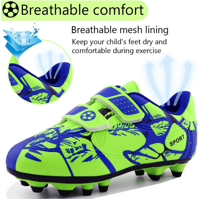 Дитячі футбольні бутси для хлопчиків та дівчаток, унісекс, зелені, розмір 28-37 (32 EU)