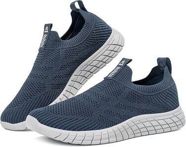 Сліпони чоловічі без шнурівок, спортивні кросівки, сітка, підошва з протиковзким покриттям, для ходьби та бігу, дихаючі, розмір 45 EU, темно-синій