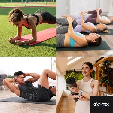 Фітнес-мат для йоги Gymtek 180x61 см, NBR 1,5 см, чорний, з ременями для перенесення, для пілатесу, аеробіки та гімнастики
