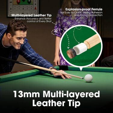 Набір для більярду: кий та аксесуари, різні розміри, для початківців, з наконечником 13 мм