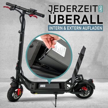 Електросамокат velix E-Kick 20 Pro з ABE, дорожнє схвалення, 60 км запас ходу, 10'' надувні колеса, для дорослих до 120 кг, змінний акумулятор, регульоване кермо, повна амортизація, LED-фара