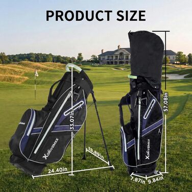 Легка сумка для гольфу Standbag з 8 відділеннями для чоловіків та жінок, преміум-якість, з дощовим чохлом та набором аксесуарів (Блакитна)