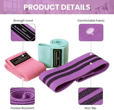 Набір еластичних стрічок для фітнесу Good Nite 3 шт. для тренування сідниць та ніг. Ідеально для йоги, пілатесу та фітнесу вдома. Підходить для чоловіків та жінок