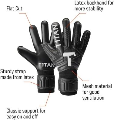 Воротарські рукавички T1TAN Classic 1.0 Black-Out без захисту пальців, футбольні рукавички для воротарів, різні розміри та кольори