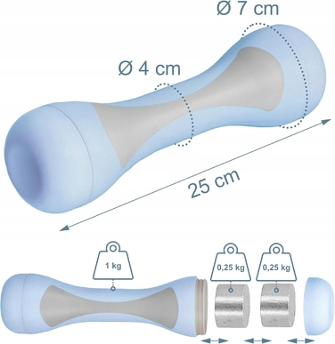 Набір регульованих гантелей Relaxdays, 2 шт., 1-2 кг, гумові