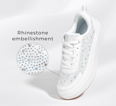 Кросівки жіночі Lucky Step на платформі з камінням, білі - стильні кежуал для прогулянок