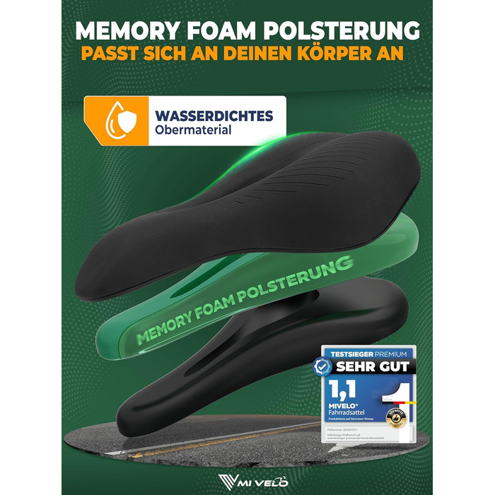 Велосипедне сідло MIVELO Comfort PRO з піною Memory Foam, ергономічне, дихаюче, для жінок і чоловіків, зручне для трекінгу