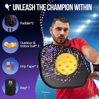 Набір ракет для піклболу Niupipo: 2 шт., фіберскла, легкі, з чохлом