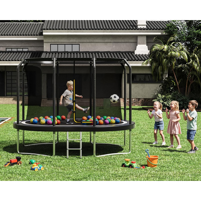 Батут Devoko Outdoor для дітей та дорослих, великий овальний, 305x214 см, з сіткою безпеки та міцним металевим каркасом