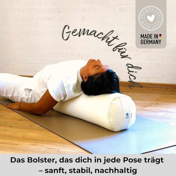 Йога-бостер для розслаблення | Великий, з органічною дрібнозернистою начинкою, Made in Germany | Зручний, з бавовняним чохлом, для йоги та медитації