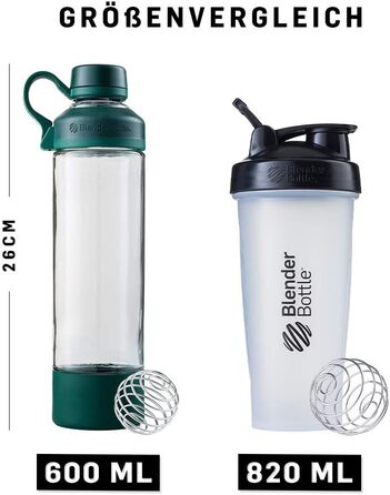 Скляна пляшка BlenderBottle Mantra 600 мл, зелена, з BlenderBall, для води, йоги та протеїну, BPA-free