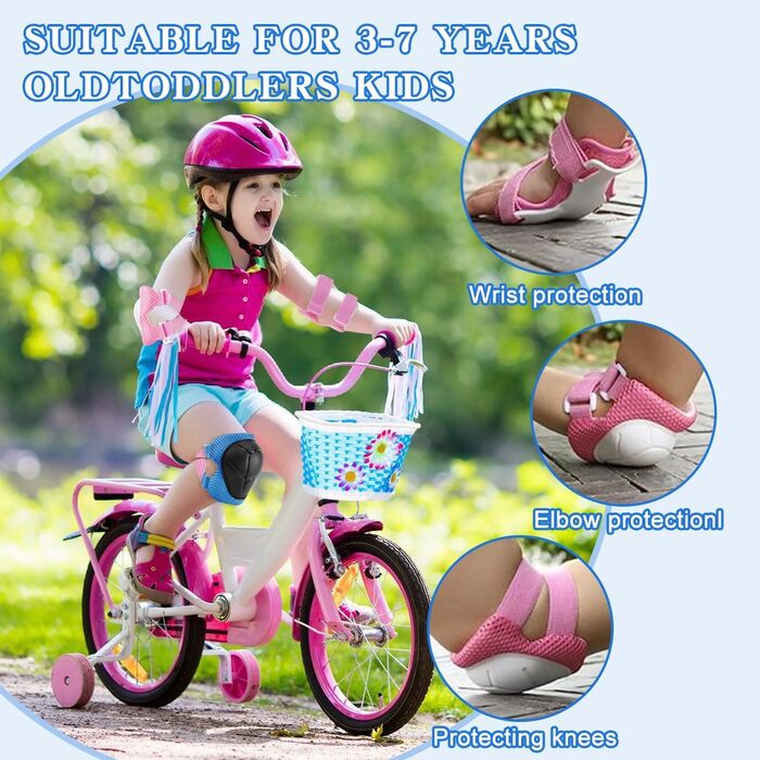 Набір наколінників Kinder 6 в 1: захист колін, ліктів, зап'ясть для скейтбордингу, інлайнів, Hoverboard, велосипеда (чорний)