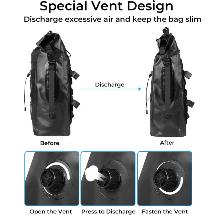 Водонепроникний рюкзак Dry Bag 35L для каякінгу та рафтингу (Чорний)