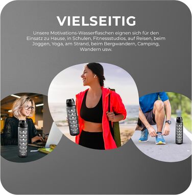 Фляга спортивна Roe Tenpo 1L, Tritan, без BPA, витримує миття в посудомийній машині, чорна