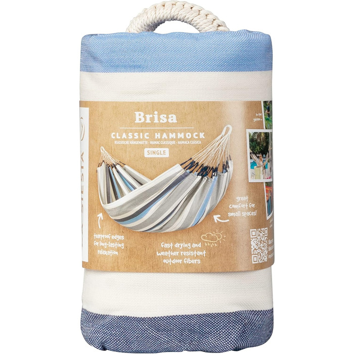 Гамак La Siesta Brisa Класичний одинарний, ручної роботи (Колумбія), 140 см, колір Sea Salt