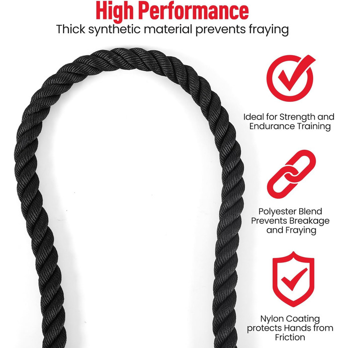 Битва-канат Ultrasport Battle Rope: для силової витривалості та м'язового розвитку, 15м