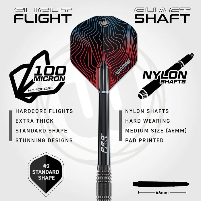 Дартсет WINMAU Solaris Pro зі сталевими вістрями, професійний набір для дартсу