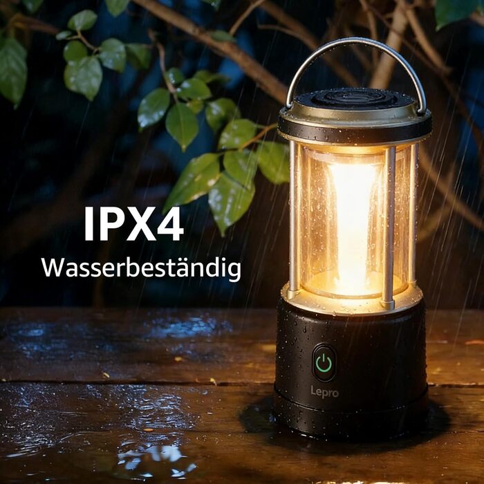 Ліхтар кемпінговий LED Lepro 2000 люмен, акумуляторний, водонепроникний IPX4, з Power Bank, для походу та надзвичайних ситуацій (Чорний)
