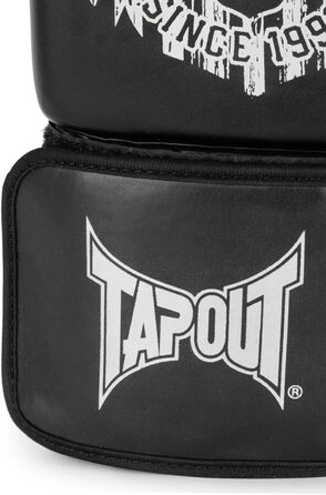 Боксерські рукавички Tapout з екошкіри, чорні/білі, 08 унцій