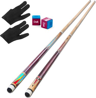 AKLOT Набір київ для більярду (2 шт.) з канадського клена, 58' - професійні кийки для більярду для дорослих