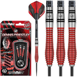 Дартс WINMAU Dennis Priestley, 22 г, професійний, вольфрамовий, сталевий наконечник, комплект з оперенням і шафтами