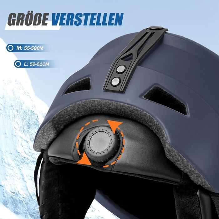 Шолом для лижного спорту та сноуборду Skihel Kit з маскою, білий (темно-синій, L), UV400, PC-шкірка, регульований, унісекс